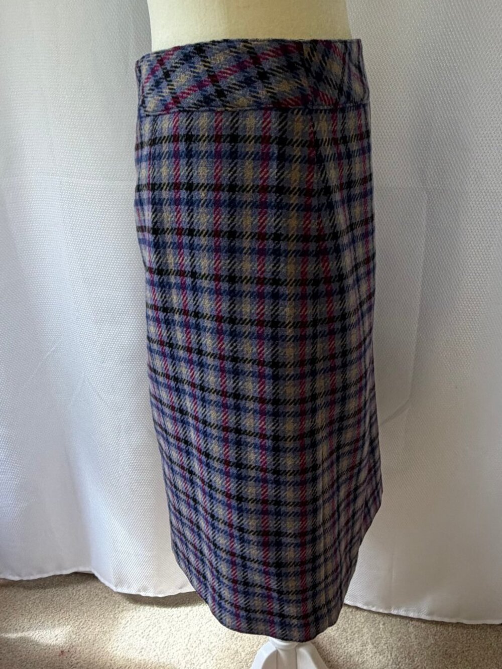 Talbots Purple & Gray Plaid Wool-Blend Skirt - Picture 5 of 13